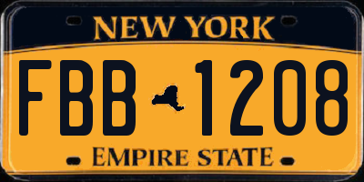 NY license plate FBB1208