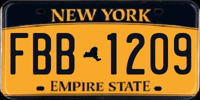NY license plate FBB1209