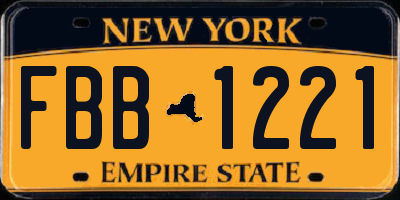 NY license plate FBB1221