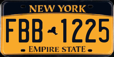NY license plate FBB1225