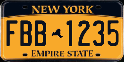 NY license plate FBB1235