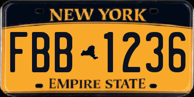 NY license plate FBB1236