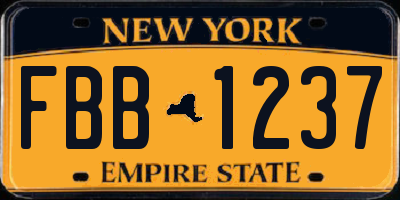 NY license plate FBB1237