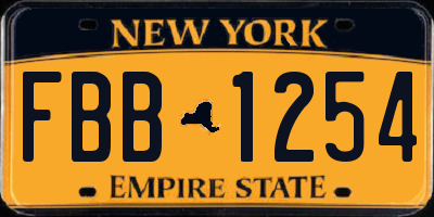 NY license plate FBB1254
