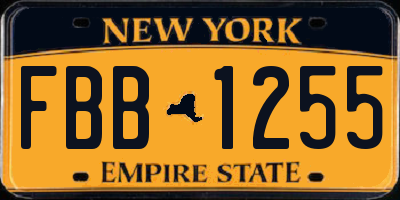 NY license plate FBB1255