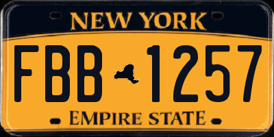NY license plate FBB1257