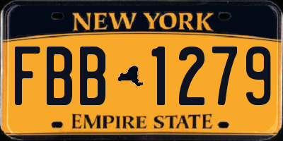 NY license plate FBB1279