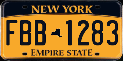 NY license plate FBB1283