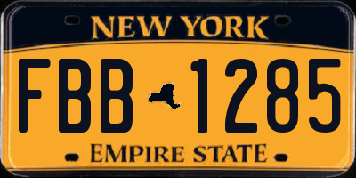 NY license plate FBB1285