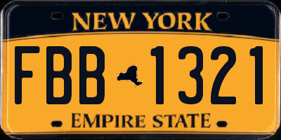 NY license plate FBB1321