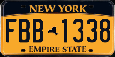 NY license plate FBB1338