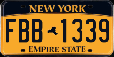 NY license plate FBB1339