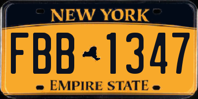 NY license plate FBB1347