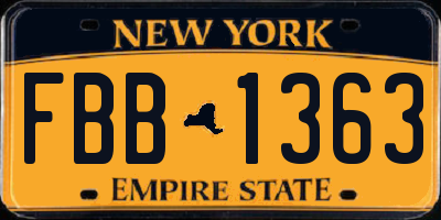 NY license plate FBB1363