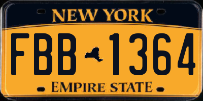 NY license plate FBB1364