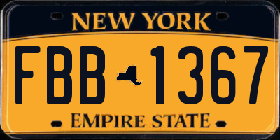 NY license plate FBB1367