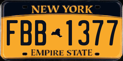NY license plate FBB1377