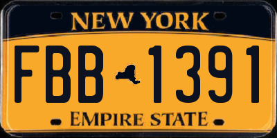 NY license plate FBB1391