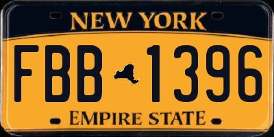 NY license plate FBB1396