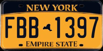 NY license plate FBB1397