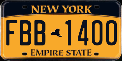 NY license plate FBB1400