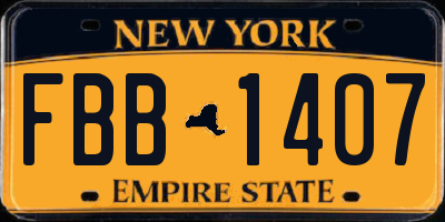 NY license plate FBB1407