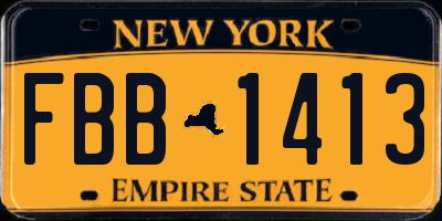 NY license plate FBB1413