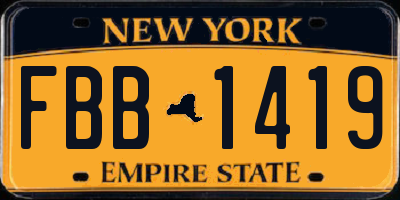 NY license plate FBB1419