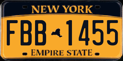 NY license plate FBB1455