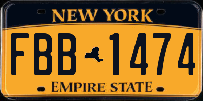NY license plate FBB1474