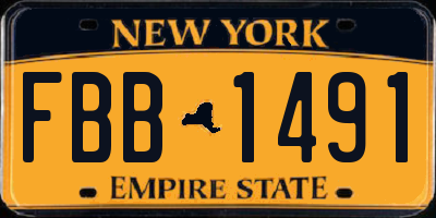 NY license plate FBB1491
