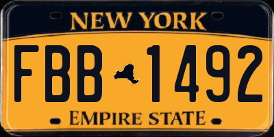 NY license plate FBB1492