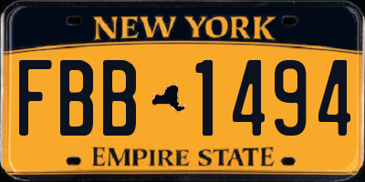 NY license plate FBB1494