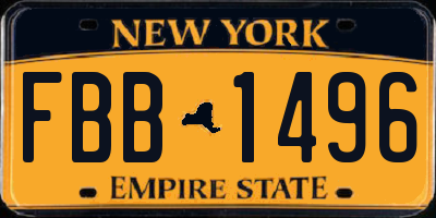 NY license plate FBB1496