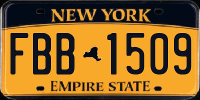 NY license plate FBB1509