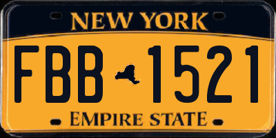 NY license plate FBB1521