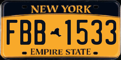 NY license plate FBB1533