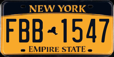 NY license plate FBB1547