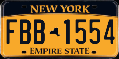 NY license plate FBB1554