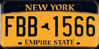 NY license plate FBB1566