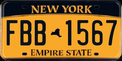 NY license plate FBB1567