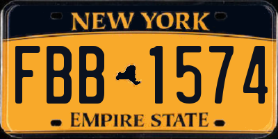 NY license plate FBB1574