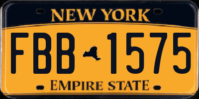 NY license plate FBB1575