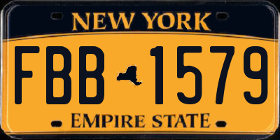 NY license plate FBB1579