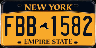 NY license plate FBB1582