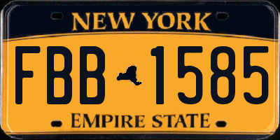 NY license plate FBB1585