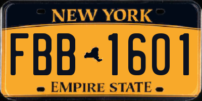 NY license plate FBB1601