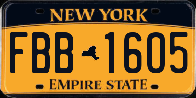 NY license plate FBB1605