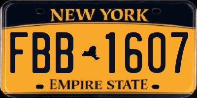 NY license plate FBB1607