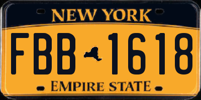 NY license plate FBB1618